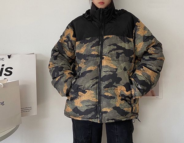 

mens jackets new pattern womens jacket down letter winter camouflage coats casual streetwear mens clothings, Black