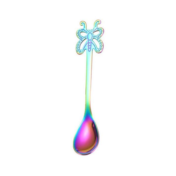

european style stainless steel spoon multicolor butterfly coffee spoon tea milk dessert spoon kitchen supplies h bbybxk