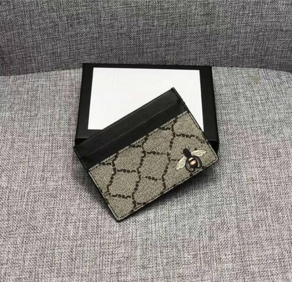 

2022 fashion new design european men's leather wallets card holders bags print bee tiger snake mens small credit card wallets, Brown;gray