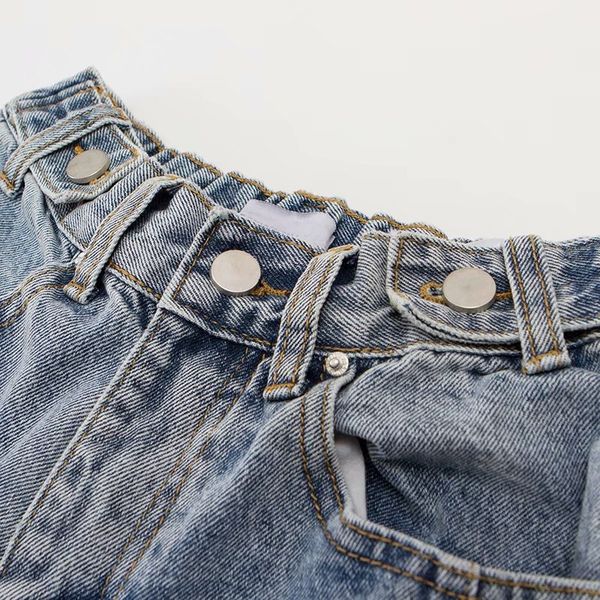 

wixra stylish jeans pants female elastic high waist jeans straight bf casual button denim pants womens streetwear summer autumn 201105, Blue