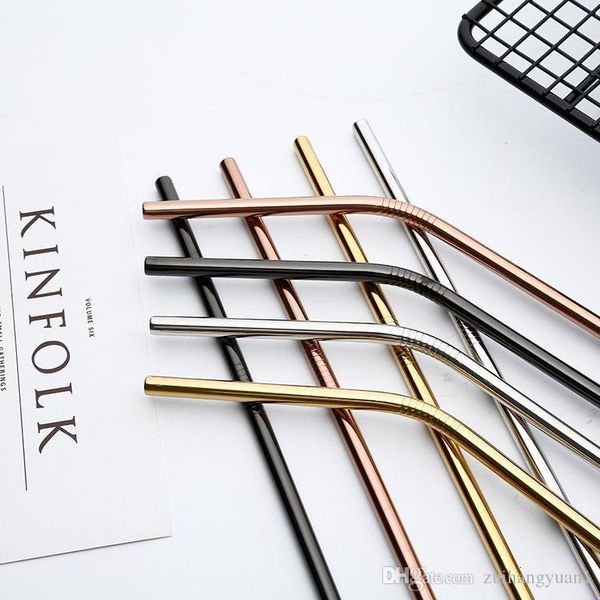 

304 stainless steel bent and straight reusable straws colorful metal straw for party wedding bar drinking toolsoutletj3np