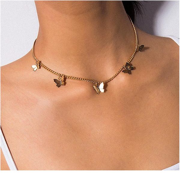 

мода choker ожерелье прекрасное золотое посерелье покрытое ожерелье бабочка короткие женские летние праздники romc подарочные ювелирные изде, Golden;silver