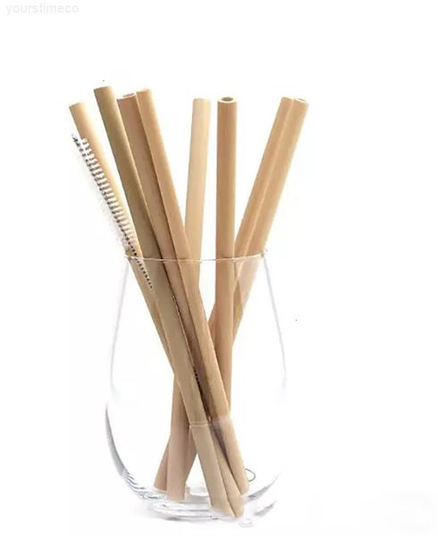 

handcrafted 20cm straw reusable bamboo eco friendly natural drinking straws and cleaning brush