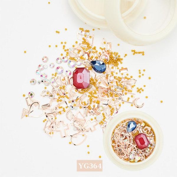 

nail art decorations jewelry diamond mocha rhinestone mixed glass pearl alloy decoration 15 types, Silver;gold