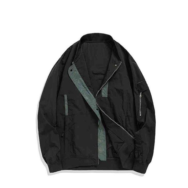 

men's jackets konng ss gonng spring and autumn reflective casual air jacket fashion brand trench coat reflective material on the back x, Black;brown