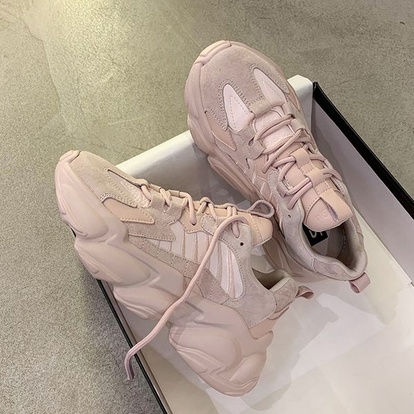 

dada women ins fashion autumn / winter 2020 new versatile thick sole plush foot black pink casual sports shoes