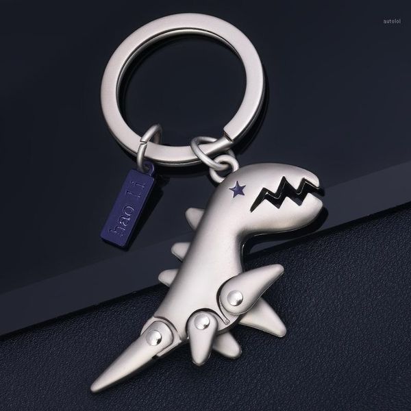

metal key bag keychain gun black domineering dinosaur pendant key chain removable star eye ring gift s1431, Silver