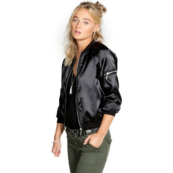 

autumn women bomber jacket fashion vintage autumn casual coat zipper jacket coat outwear outwear veste femme, Black;brown