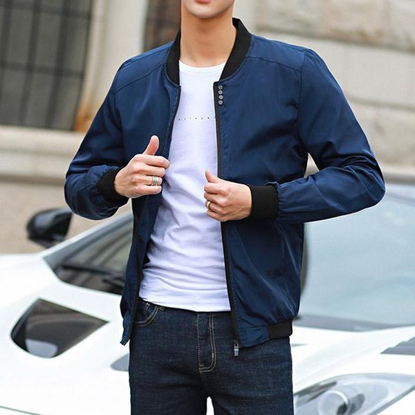 

men casual coat thin simple baseball collar breathable slim coat for autumn bmf88, Black;brown
