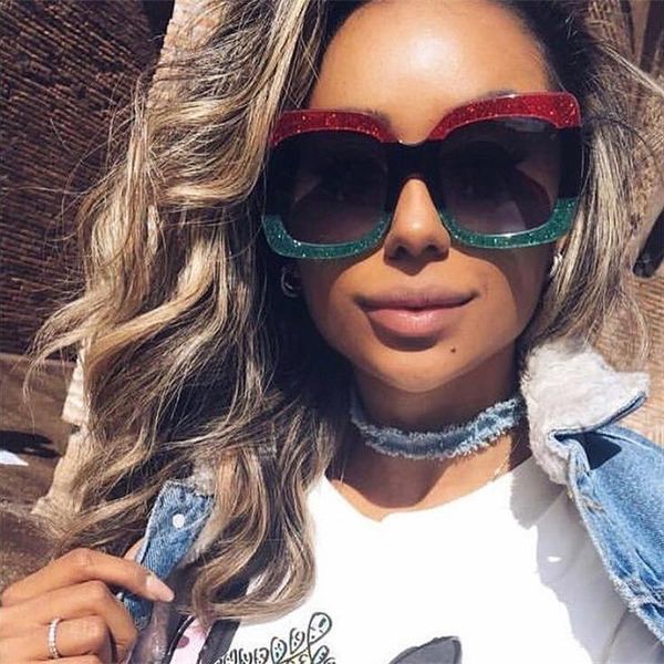 

glasses fashion women overszied men square sunglasses red sun shades luxury designer green brand big glasses uv400 alifv