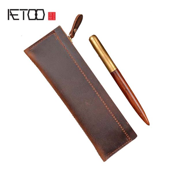 

hbp aetoo vintage leather pen bag, Red;black