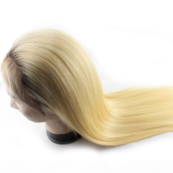 

150% density brazilian ombre lace front human hair wigs for black women 1b 613 straight honey blonde lace front wigs with baby hair, Black;brown