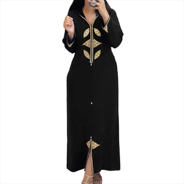 

elegant autumn dress 2020 african a line long dresses women robe plain casual femme vestiods office maxi dresses muslim retro, Black;gray