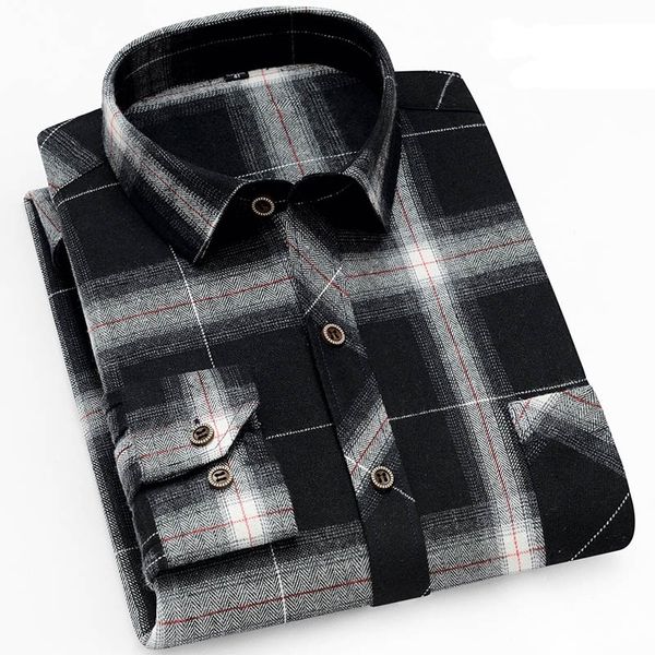 

aoliwen mens plaid flannel shirts long sleeve casual button down slim fit outfit for camp hanging out or work casual shirt 201120, White;black