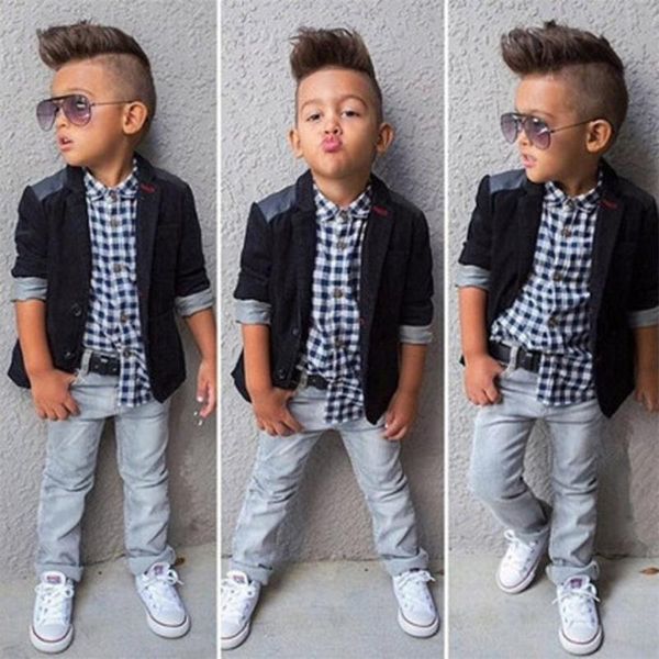 

clothing sets black color handsome 1set kids boys business suit+shirt +trousers children clothes outfits drop shipped st01, White