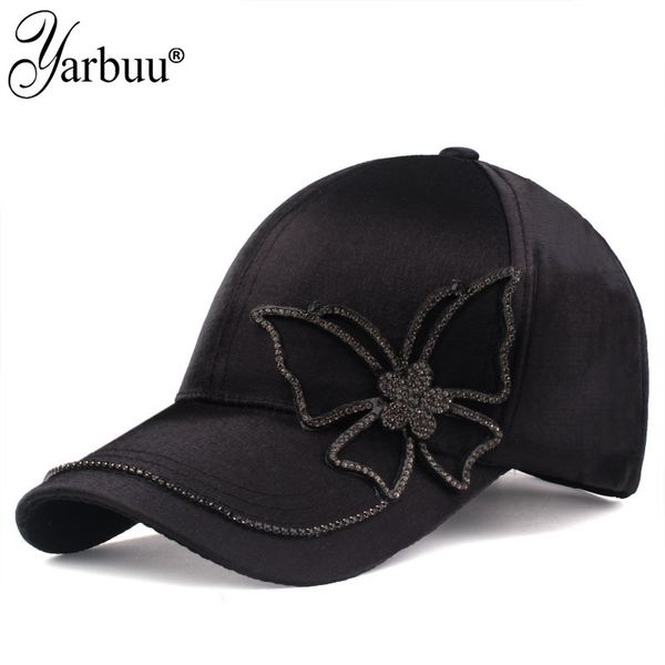 

yarbuu] new fashion black butterfly baseball cap girls and women snapback hip hop sun hat rhinestone casquett y200714, Blue;gray