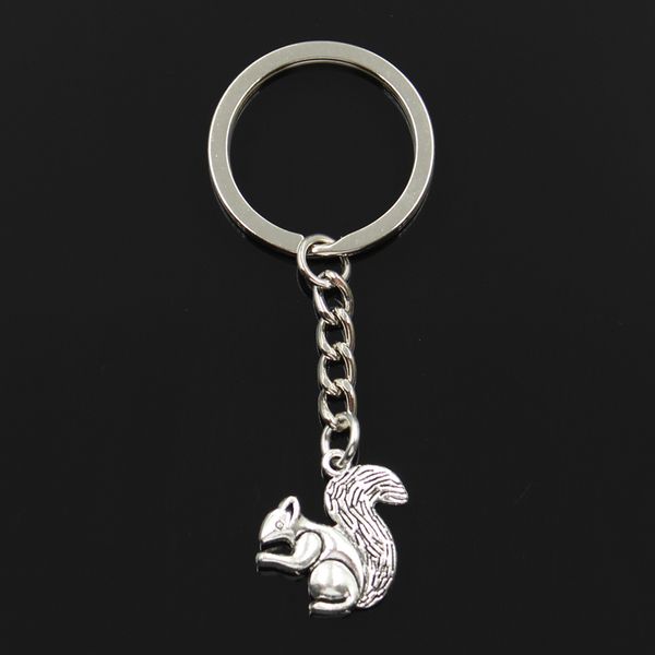 

fashion 30mm key ring metal key chain keychain jewelry antique bronze silver color plated double sided squirrel 21x21mm pendant