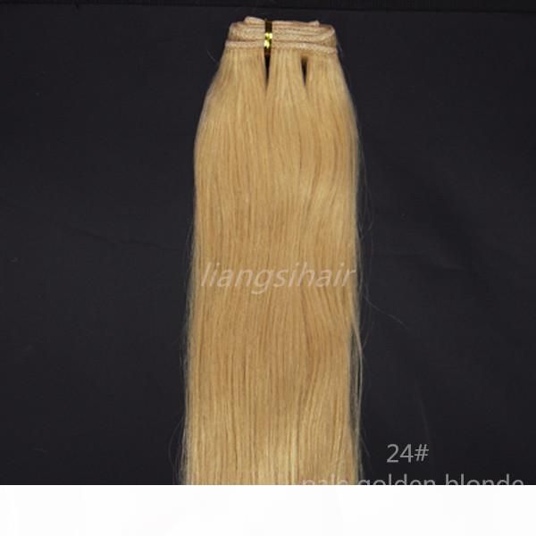 

бразильское наращивание волос 100g 1шт 18" 24 # pale golden blonde бразильский индийский малазийский перуанский человеческих волос weave str, Black