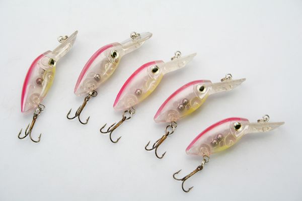 

wholesale lot 12 fishing lure cranks crankbaits hand baits hooks bass 4.9g/5.8 cm pink ing