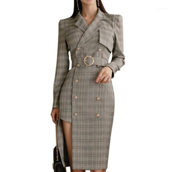 

women's suits & blazers office lady 2021 autumn women double-breasted long suit collar blaser coat sleeve irregular blazers1, White;black