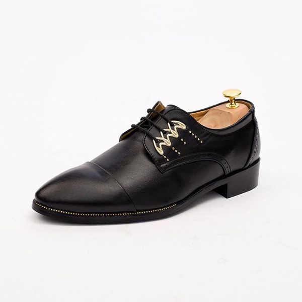 

dress shoes mens lace up leather oxfords formal pointy toe business black white yellow low heels b161