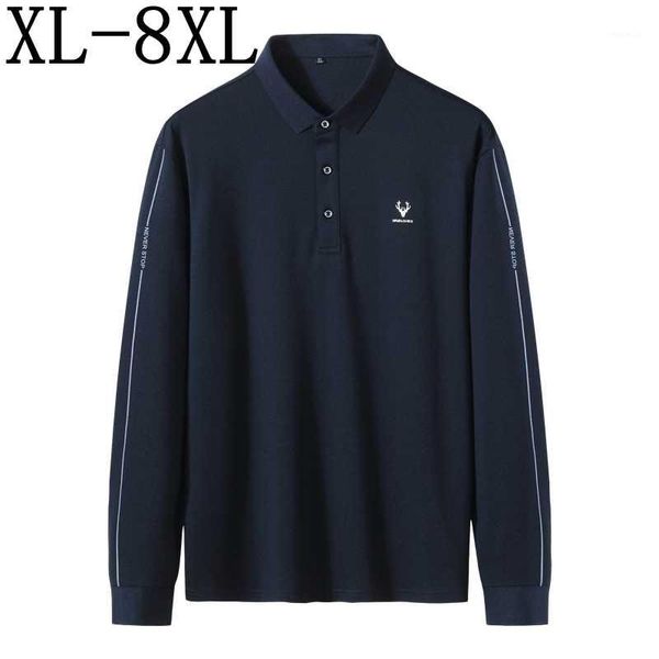 

2020 new autumn long sleeve fashion shirt men hip hop printed polos shirts loose casual camisas plus size 6xl 7xl 8xl1, White;black