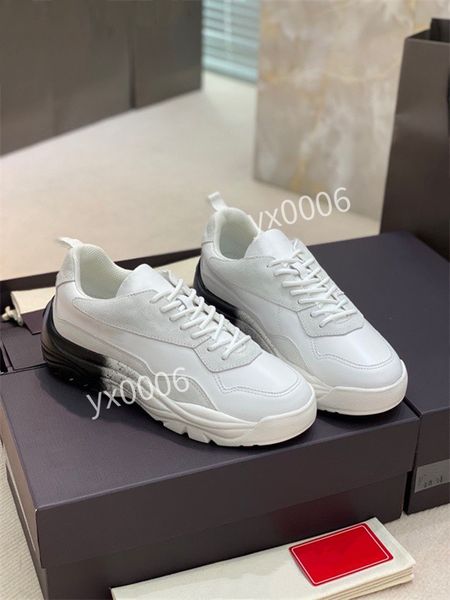 

2021 run away sneaker calf leather rainbow luxury shoe classic runner shoes hand-finished technical rubber casual sneakers yh211101, Red;white