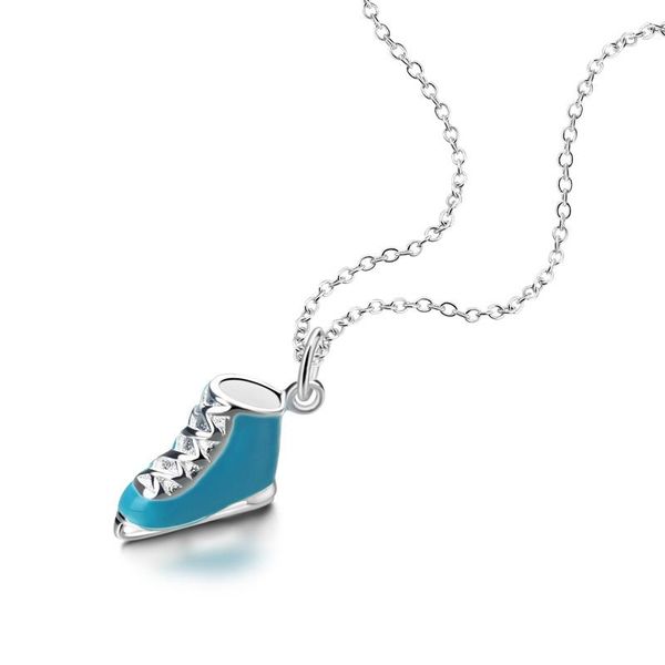 

new fashion design blue skates pendants hip hop chain 925 sterling silver pendant jewelry for women cute girl jewelry gift