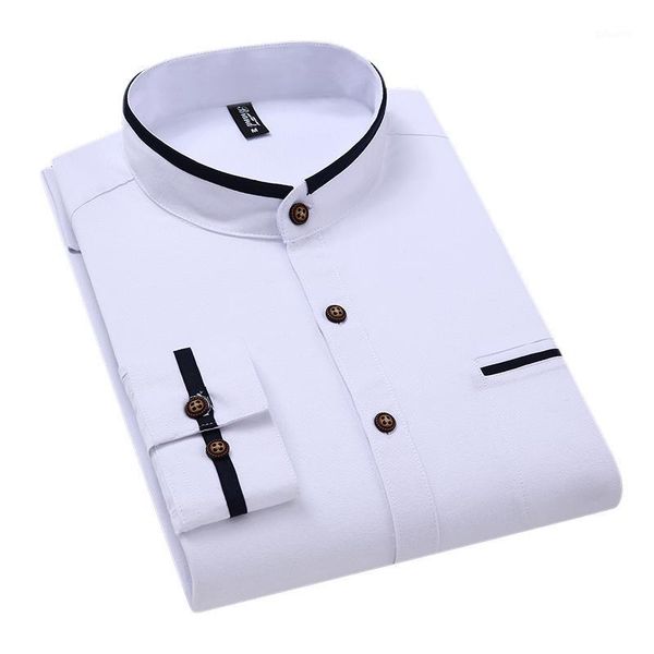 

men long sleeve shirt stitching new fashion pocket design fabric soft comfortable male casual dress slim fit style shirt1, White;black