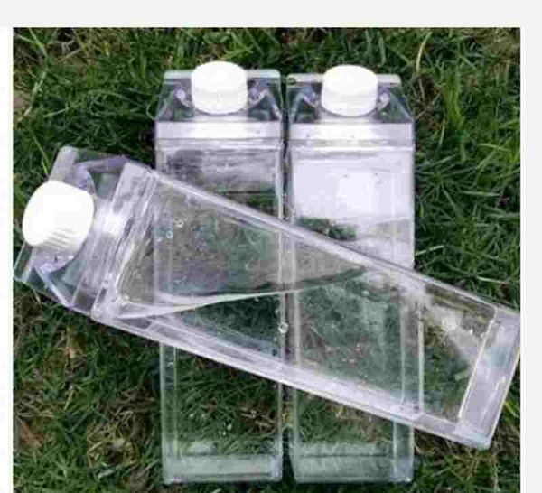 

500ml transparent square water cup plastic milk carton bottles coffee drink portable student mugs personality new arrival 5 8js f2