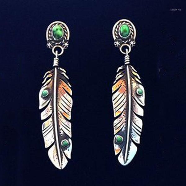 

bohemian vintage dangle earring feather leaves pendant leaf beaded drop earrings for women jewelry brincos pendientes o5d3061, Silver