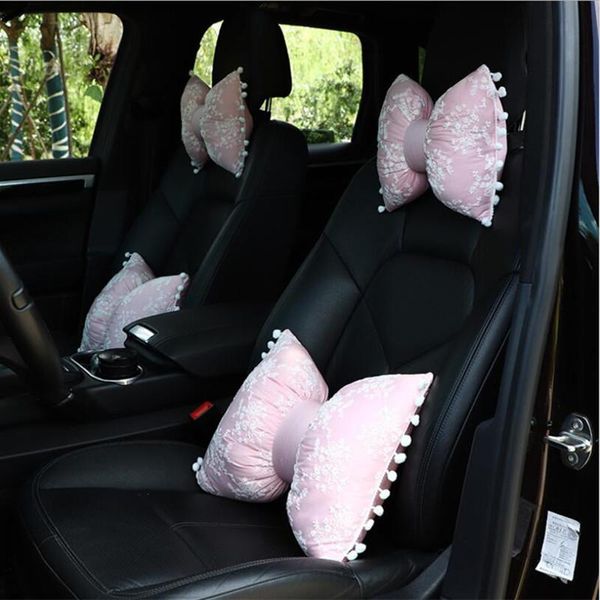 

seat cushions bowknot car headrest waist support four seasons universal neckpillow pillow interior supplies