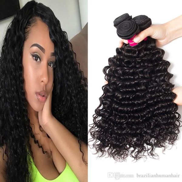 

9a mink brazillian human hair bundles deep wave kinky curly loose wave body wave straight unprocessed brazilian peruvian indian human hair, Black