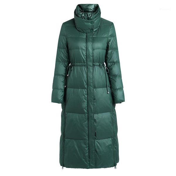 

winter women temperament thicken fashion stand collar duck down coat oversize medium long female outerwear lady fitting1, Black