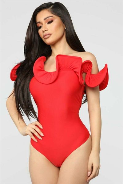 

women frill short sleeve bodysuit stretch leotard casual playsuit flower bodysuit, Black;white