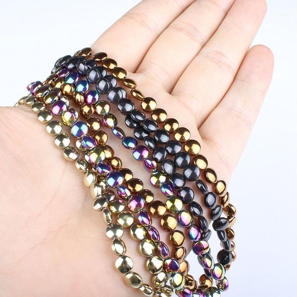 

natural stone 6mm colorful plated hematite disc flat round loose beads jewelry making diy necklace bracelet earrings accessories1