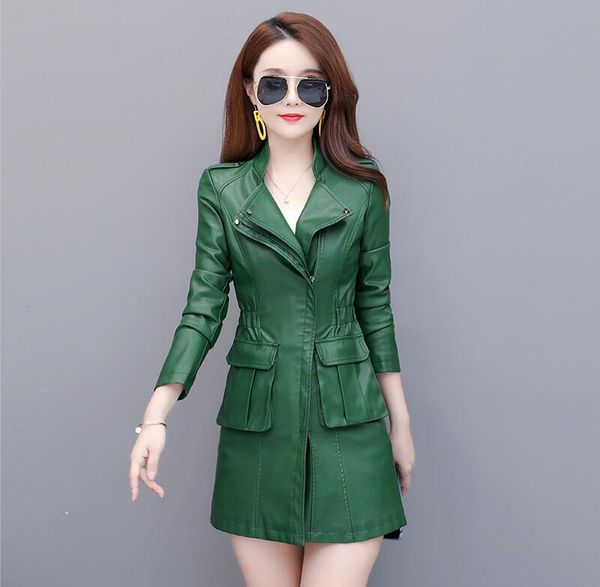 

new plus size 3xl 2020 spring leather thin female jacket, Black;brown