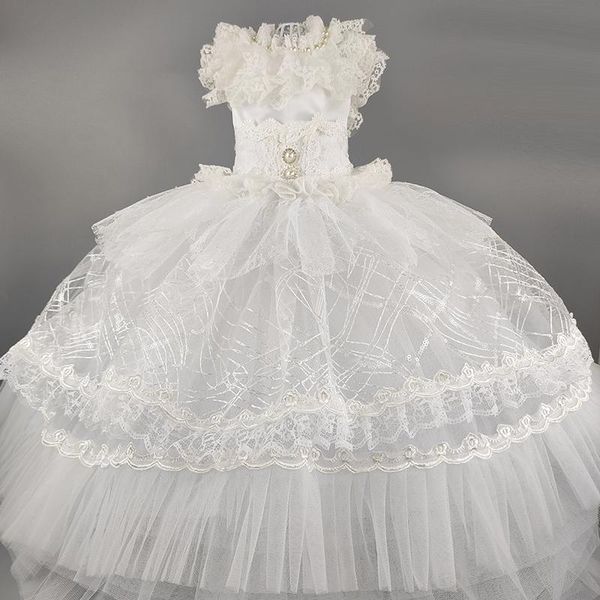 

dog apparel handmade clothes luxury wedding dress classic white gown nightgown chapel train pets yorkie pography