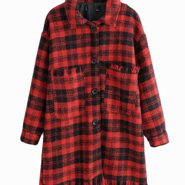 

new in ms xe75 european and american wind new plaid tassel soft coat1, Black;brown
