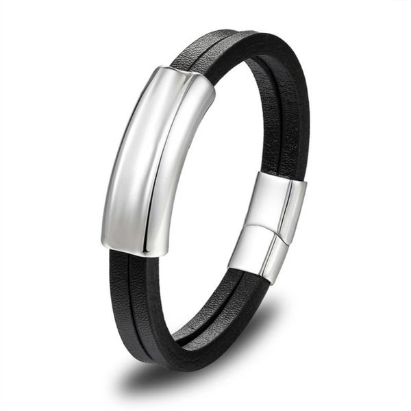 

mkendn высокое качество мода мужские ювелирные изделия черный кожаный браслет из нержавеющей стали панк якорь стрелки шарма магнит пряжка бр