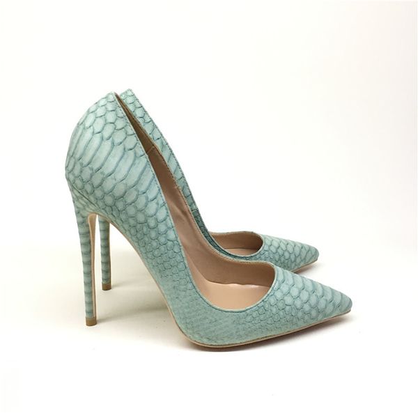 

gratuito o envio de 2020 moda feminina senhora verde python doces couro ponta dedos dos ps saltos altos sapatos bomba 68dp, Black