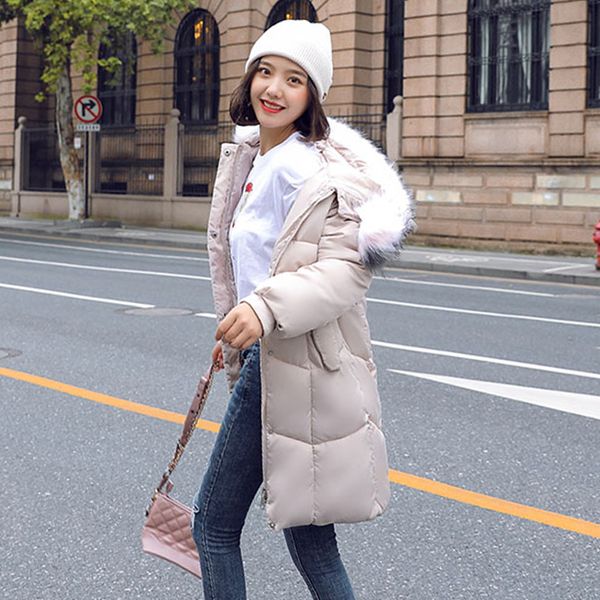 

2021 newwomen winter long slim warm thicken female jackets hooded false fur collar plus size womens coat overcoat c1y7, Black