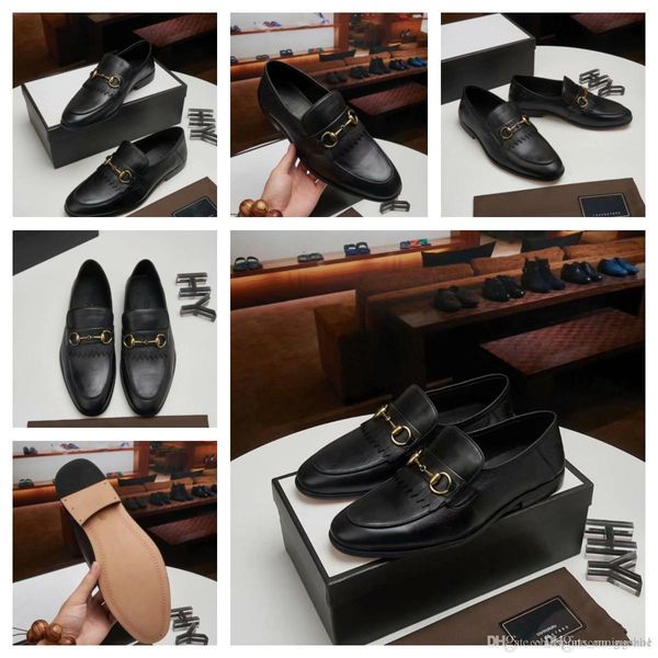

mi men's genuine leather shoes business dress moccasins flats slip on new men's casual shoes dress mens business shoes 38-45 33, Black