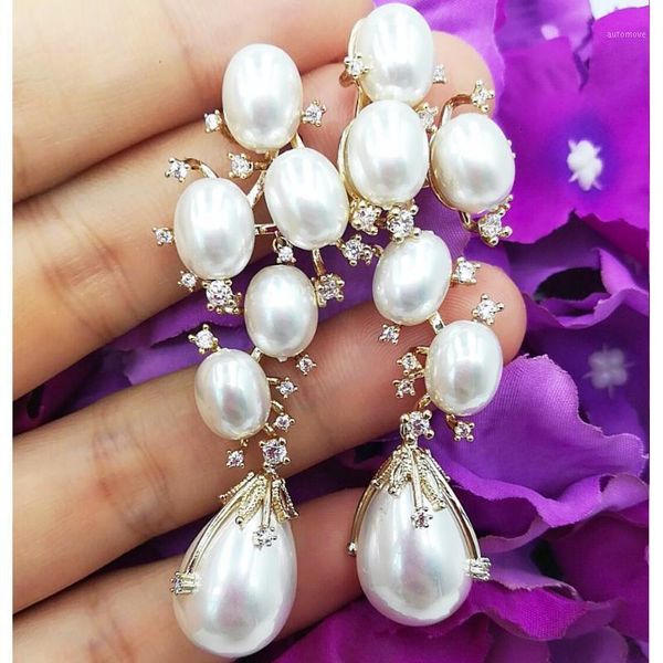 

missvikki 2020 noble luxury dangle earrings full pearls mirco paved cubic zircon women bridal wedding earring fashion jewelry1, Silver