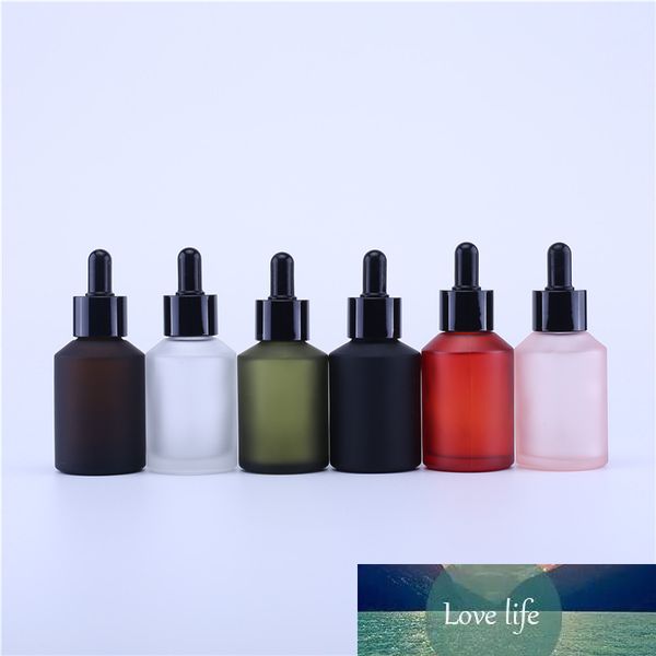 

10pcs 60ml luxury empty matte frosted cosmetic packing glass dropper bottle with black pipette for oil