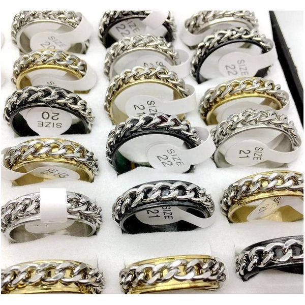 

wholesale lots 50pcs mixed silver golden black colors turing spin chain stainless steel men women fas wmtbri jeneffer
