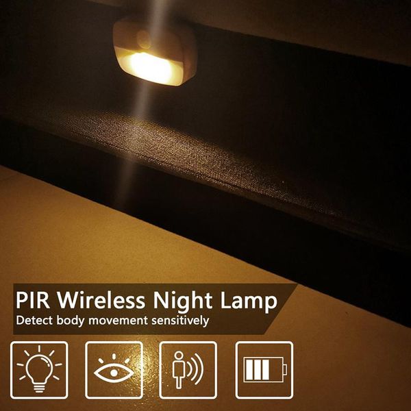 

led pir motion sensor night light infrared induction bedroom toilet stairs hallway closet cabinet intelligent body night light