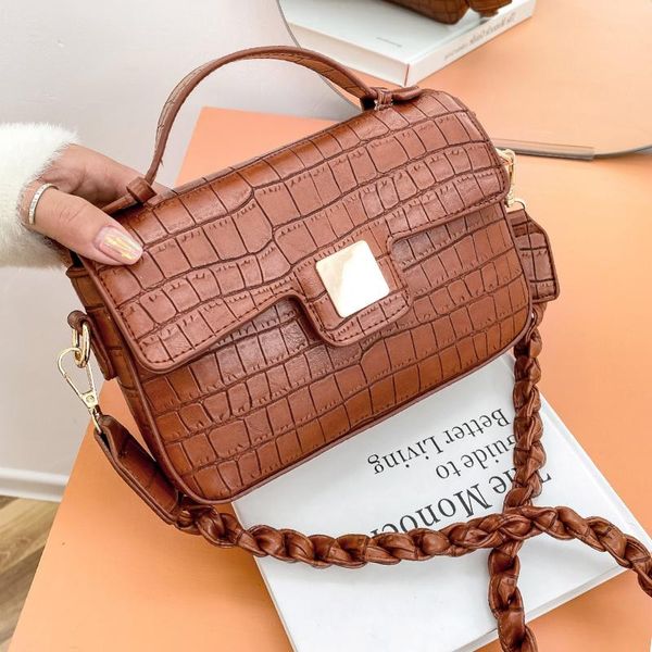 

shoulder bags fashion leather stone pattern flap purses and handbags cute side bag 2021 women's trend for women designer