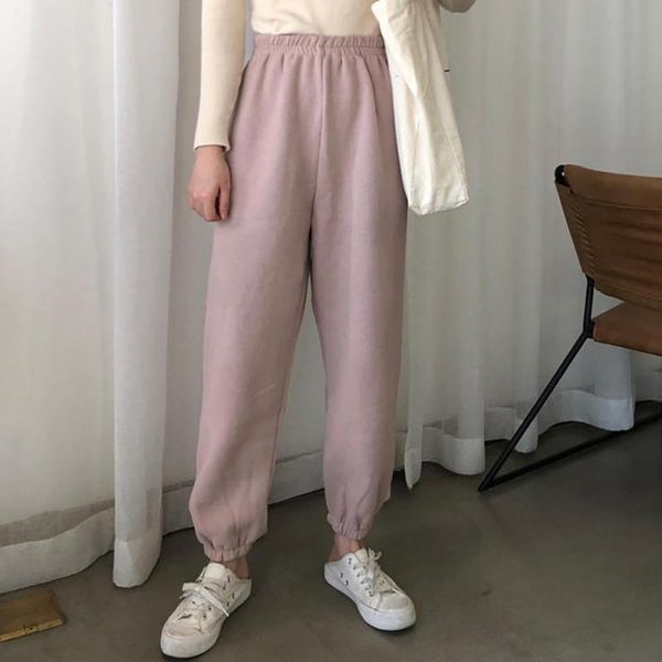 

winter warm pants women new casual long pants slim high-elastic waist thick solid color female warm sports, Black;white