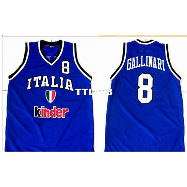 

vintage men customized #8 danilo gallinari team italia italy vintage jersey embroidery stitched embroidery jerseys, Black